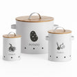Metal Storage Canister White With Lid & Handle (Set of 3)