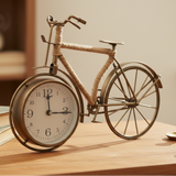 Metal Table Clock Bicycle Brown 37cm