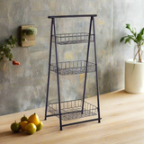 Metal Three Tiers Shelf Black Ladder
