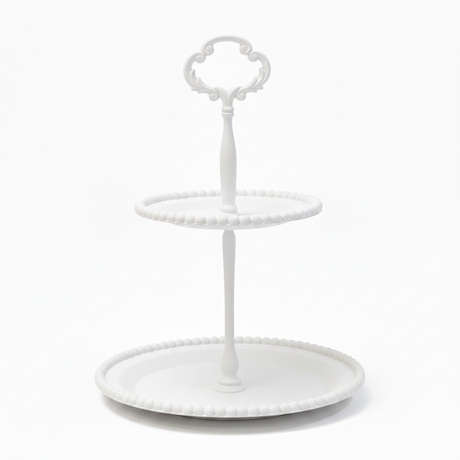 Metal White 2 Tiers Cake Stand