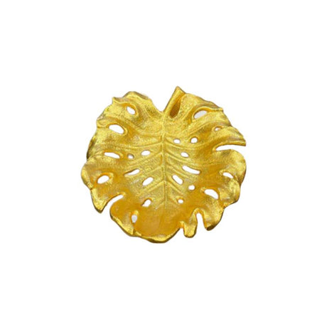 Monstera Leaf Dry Fruit Serving Tray Gold Large