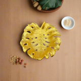 Monstera Leaf Dry Fruit Serving Tray Gold Large