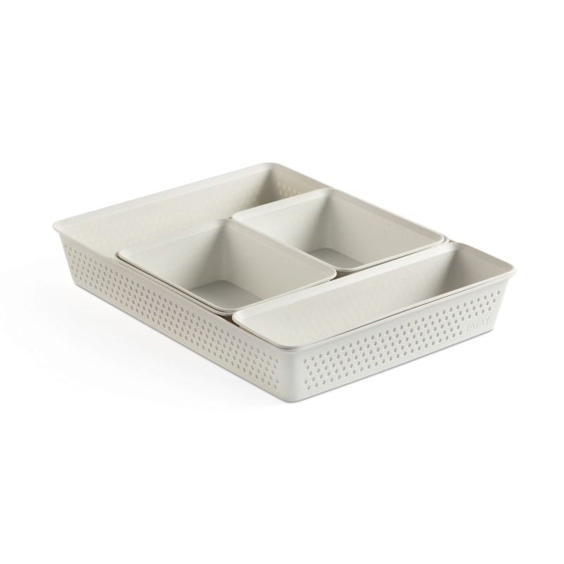 Multi Purpose Storage Basket Slim Bohol Sky White (Set of 5)