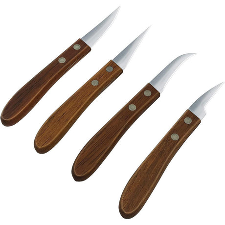 Multipurpose Carving Knife With Wooden Handle (Set of 4pcs)