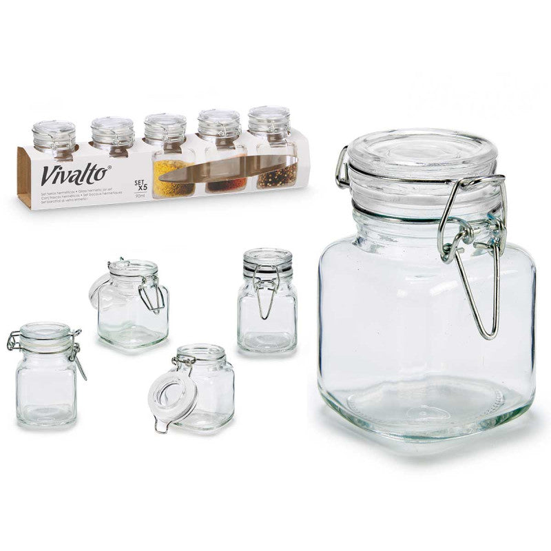 Glass Pot With Lid 90ml (Set of 5)