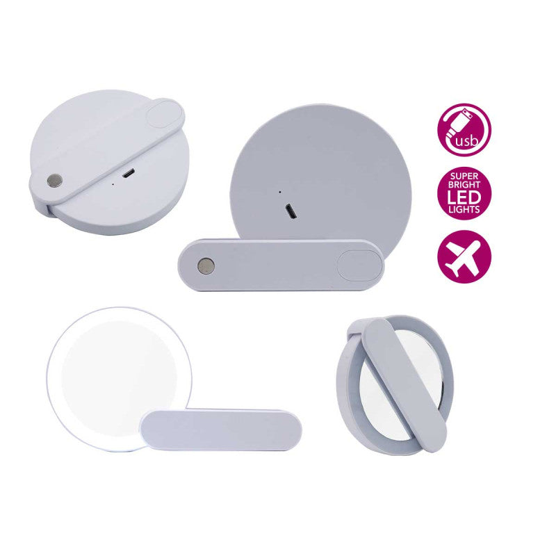 Abs Travel Mirror With Led and USB Cable