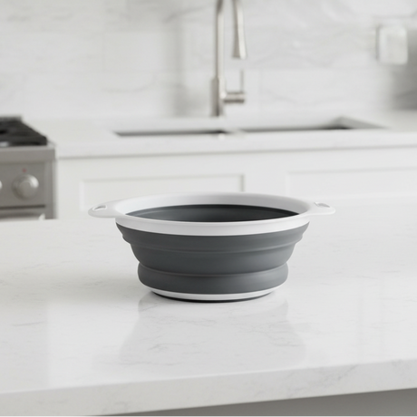 Collapsible Round Strainer White and Grey 20cm