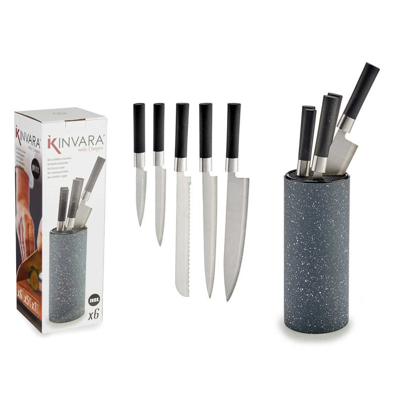 Knife Block With 5 Knifes Black Handle
