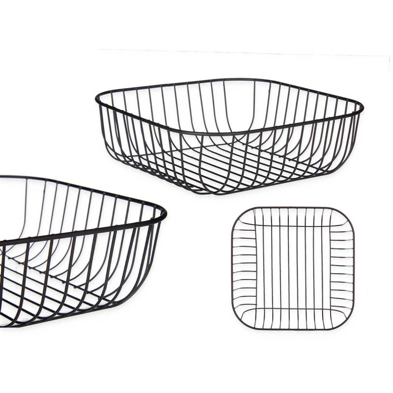 Square Fruit Bowl in Black Metal