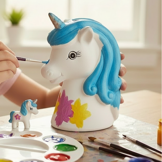 Small Painting Money Box Unicorn Form