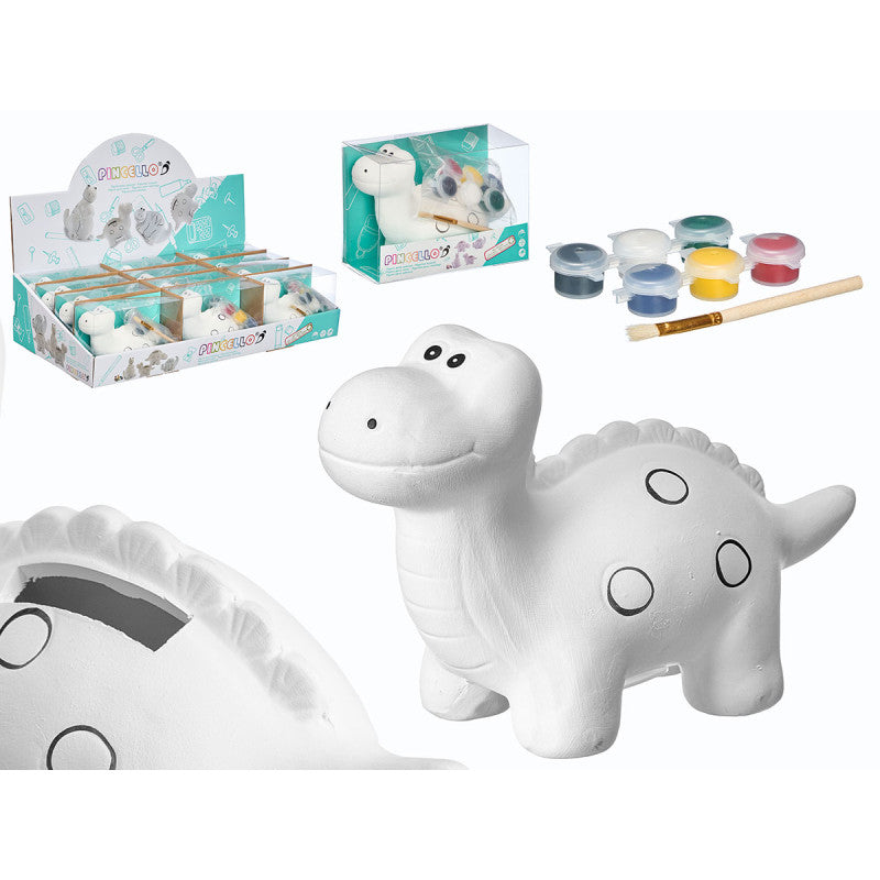 Ceramic Money Box Dinosaur Black Circles