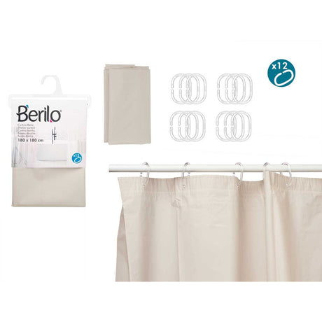 Transparent Bathroom Curtain Beige 180x180cm