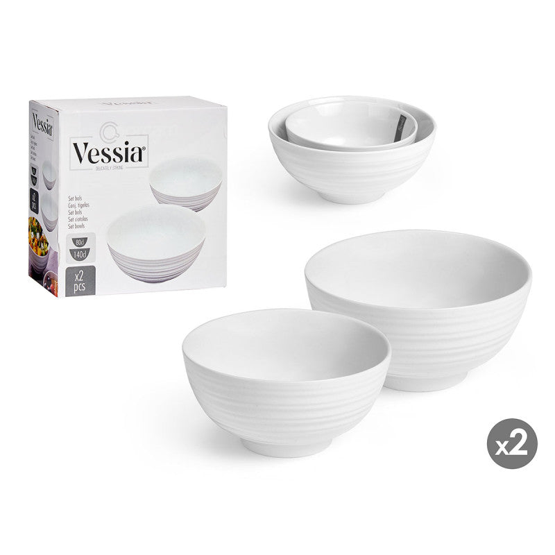 Big and Small Serving Bowl Set White