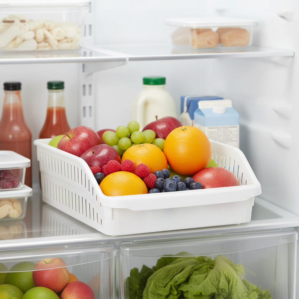 Wide Low Fridge Organizer White