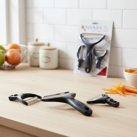 Plastic Kitchen Peelers (Set of 3) Black