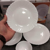 White Glass Dinnerware Set with Plates & Bowls (24pcs)
