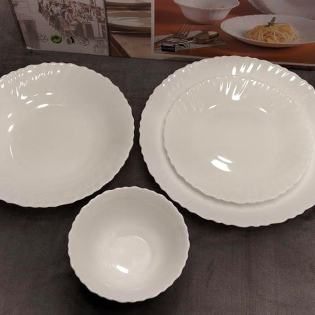 White Glass Dinnerware Set with Plates & Bowls (24pcs)