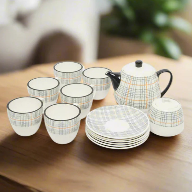 Porcelain Printed Tea Set White (Set of 16pcs)