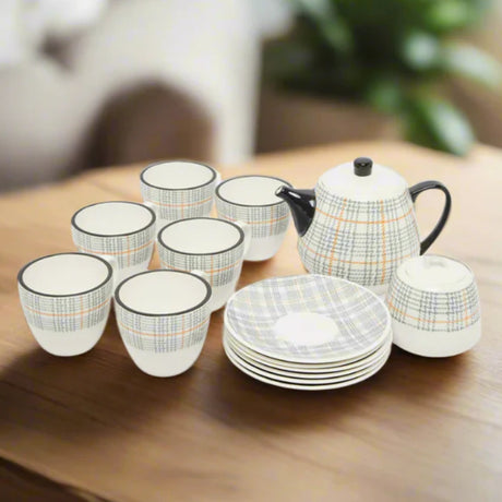 Porcelain Printed Tea Set White (Set of 16pcs)
