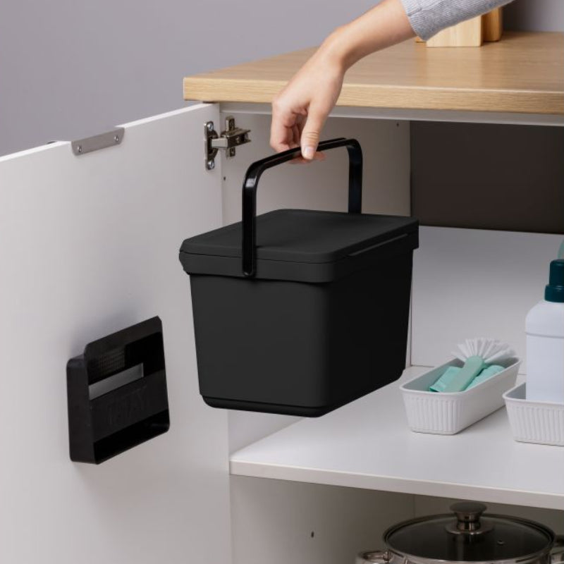 Organic Bin 6L Smart With Bracket Black