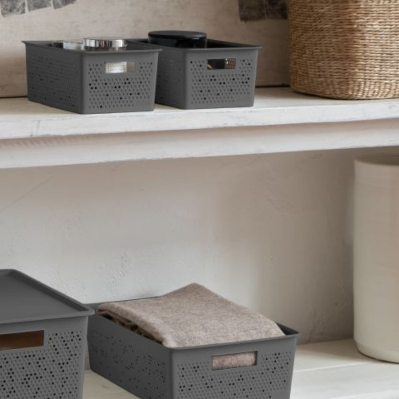 Storage Baskets 2x4l + 12L Bohol Anthracite Grey (Set of 3)
