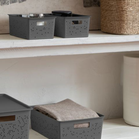 Storage Baskets 2x4l + 12L Bohol Anthracite Grey (Set of 3)