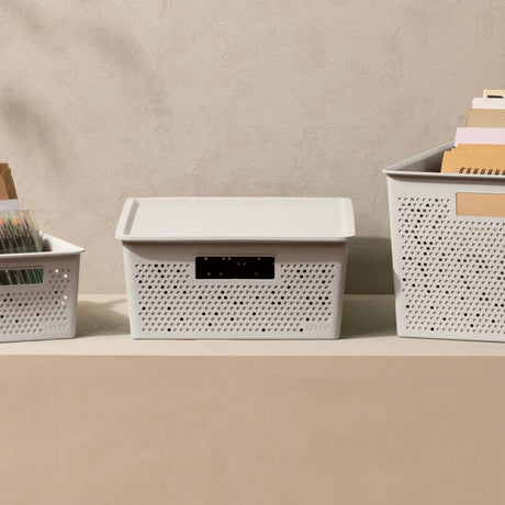 Storage Basket 12L With Lid Set Bohol Sky White