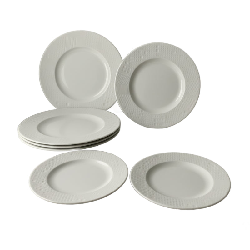 Porcelain Round Serving Plate White (Set of 7pcs)
