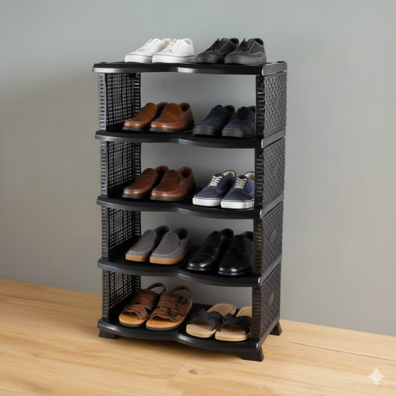 Rattan Eco Shoes Rack Black
