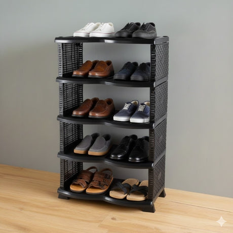 Rattan Eco Shoes Rack Black