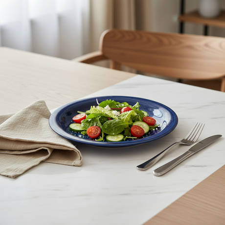 Round Dinner Flat Plate With Edge 19.5cm Blue