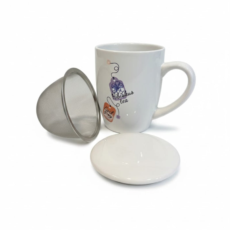 Porcelain Herbal Tea Mug With Lid and Filter 350ml