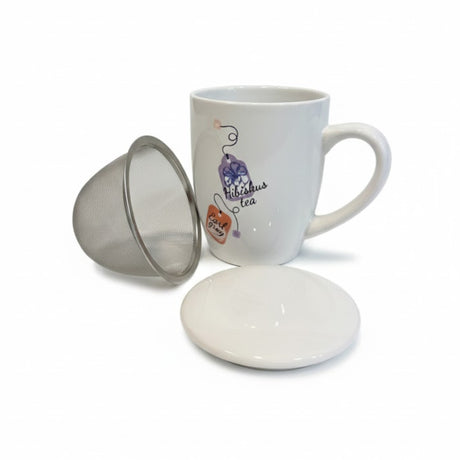 Porcelain Herbal Tea Mug With Lid and Filter 350ml