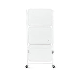 3-Tier Foldable Rolling Storage Trolley Metal White