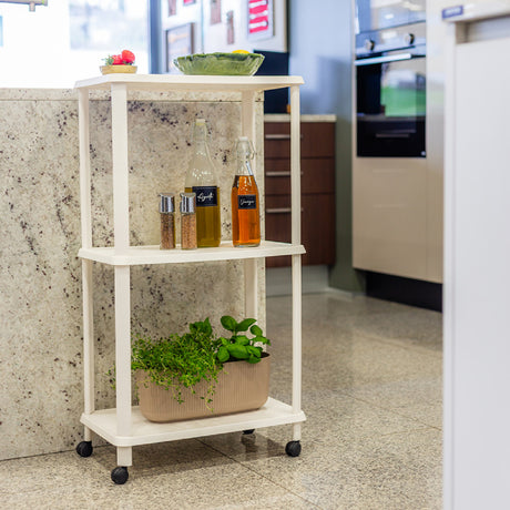 Kitchen Storage Three Shelf Trolley White
