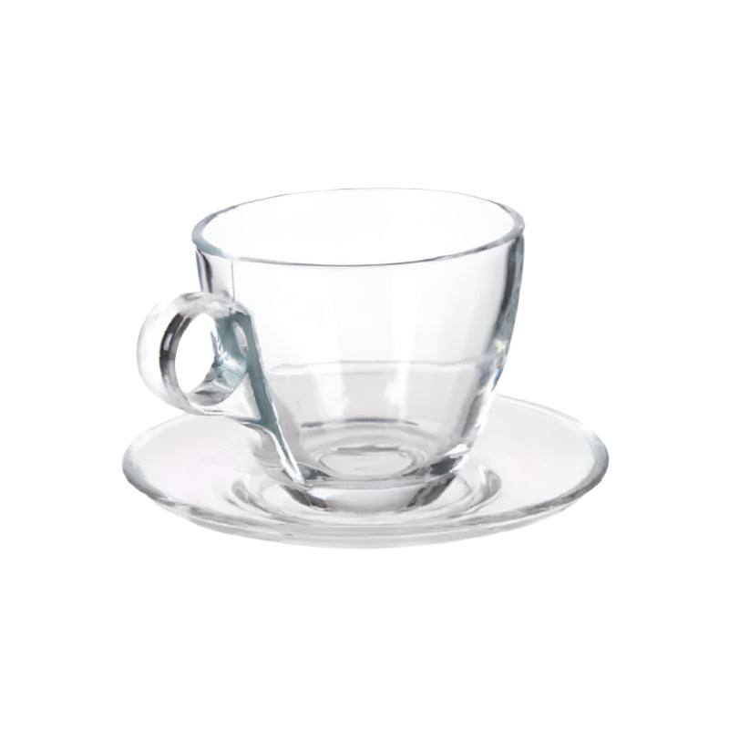 Glass Tea Cup 170ml With Saucer (Set of 6)