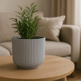 Round striped flower Pot Beige 1.5L
