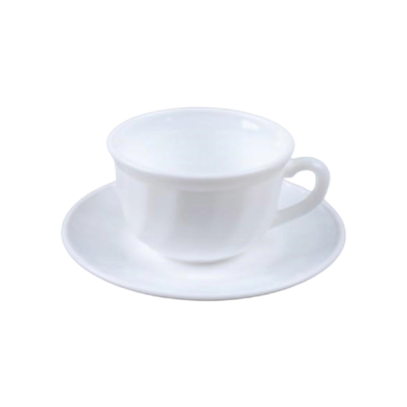 Ceramic Cup & Saucer Opal White 190ml (Set of 6)