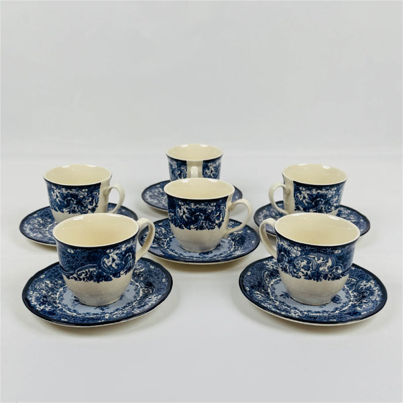 Divine Dark Blue Cup Saucer Set 12pcs