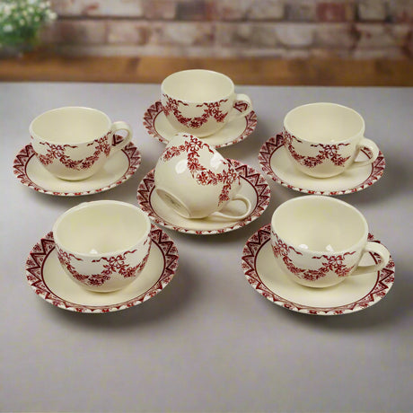 Lagny Pink Cup Saucer Set 12pcs