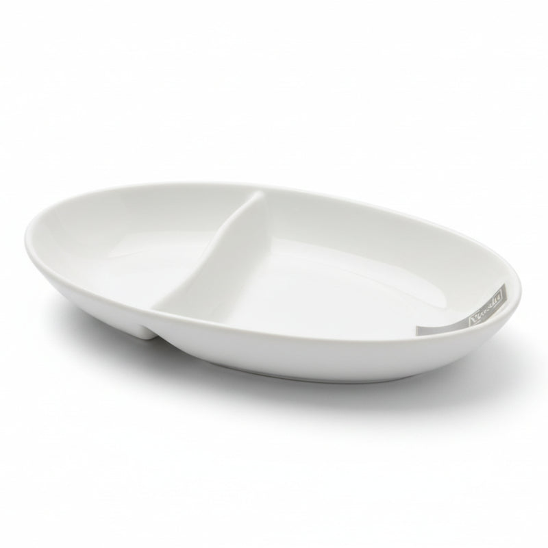 Oval Porcelain Divider Tray White 20cm