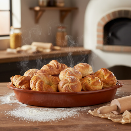 Refractory Clay Oval Baking & Serving Tray 37x23 cm