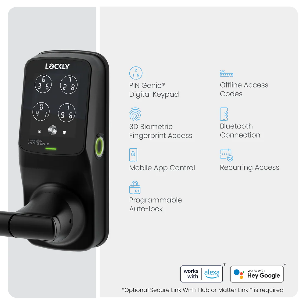 Lockly Peek-Proof Secure Plus Smart Lock (Latch Edition)