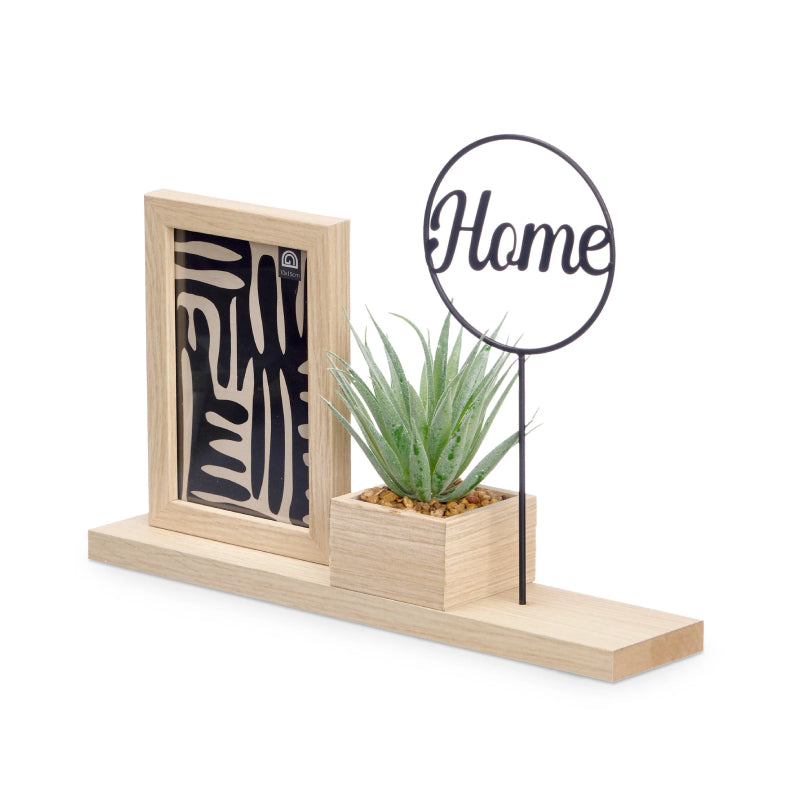 Photo Holder 10x15cm With Plant And Home Stand Black