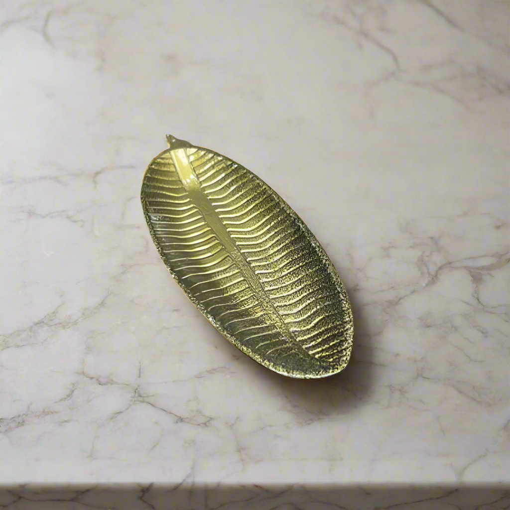 Pineapple leaf Serving Tray Antique Gold