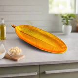 Pineapple leaf Serving Tray Large Antique Gold