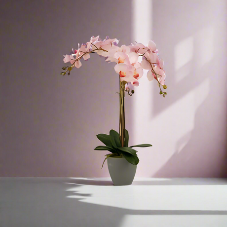 Artificial Pink Orchid Grey Conical Jumbo Pot