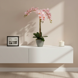 Artificial Pink Orchid Grey Conical Jumbo Pot