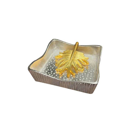 Pinnate Leaf Napkin Holder Gold & Silver