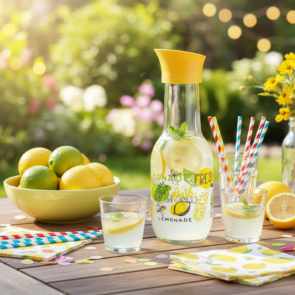 Glass Pitcher Lemon Print 1L